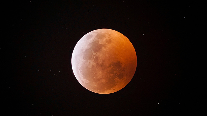 红色的月亮近景特写图
