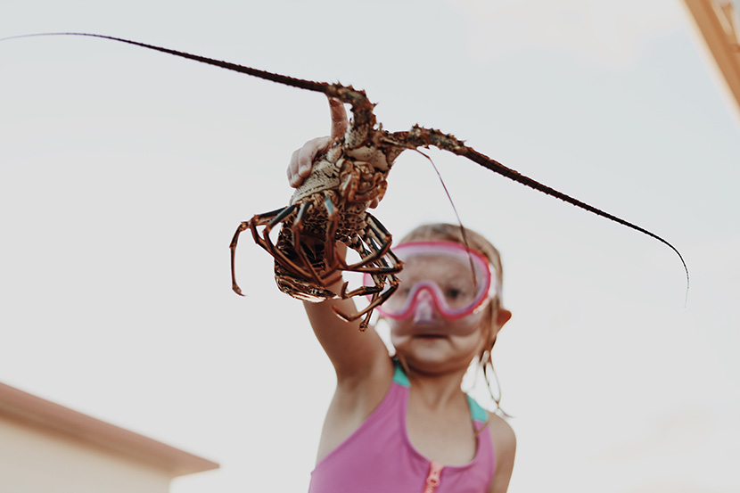 抓到龙虾的小女孩