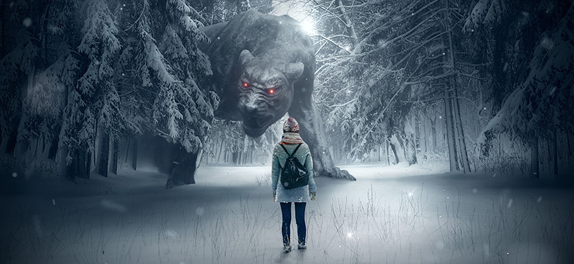 在黑森林中遇到黑豹怪兽的少女
