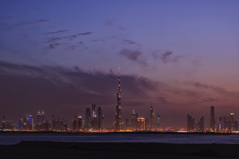 迪拜夜景世界第一高塔哈利法塔