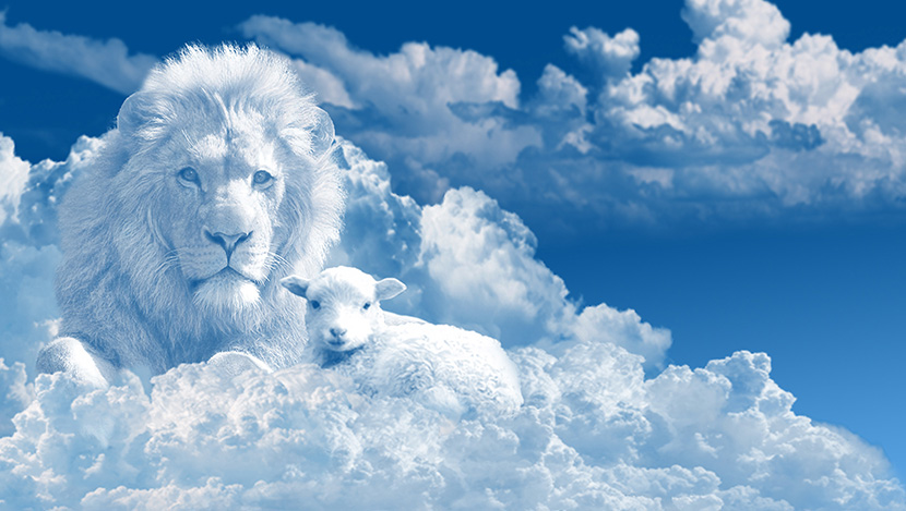 白云中的狮子与小绵羊