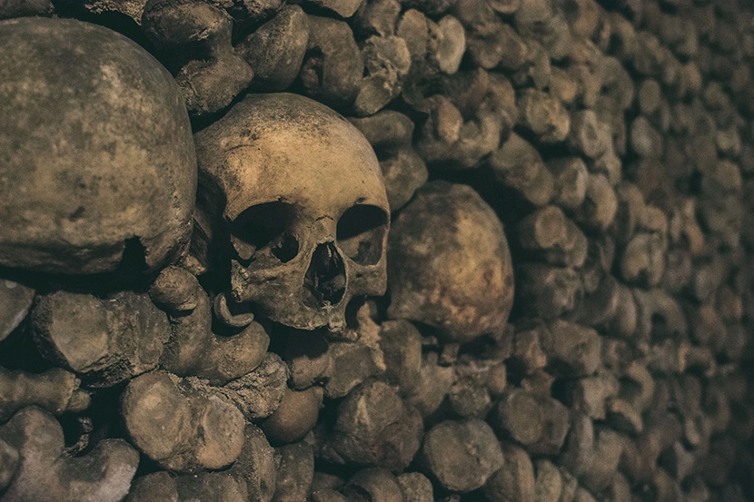 巴黎地下墓穴中的骷髅墙