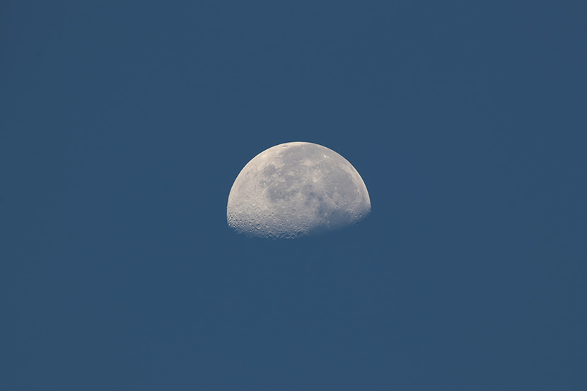 灰蓝色天空中的大月亮