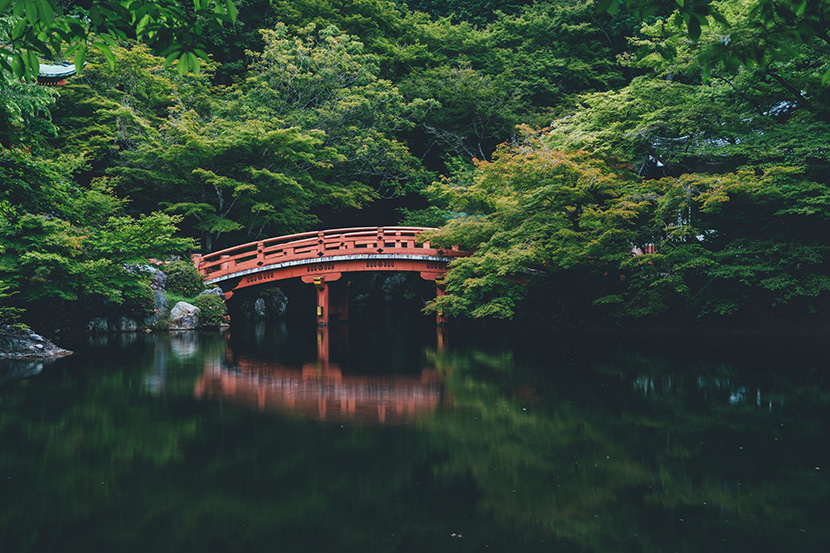 日本古代园林造景小红桥