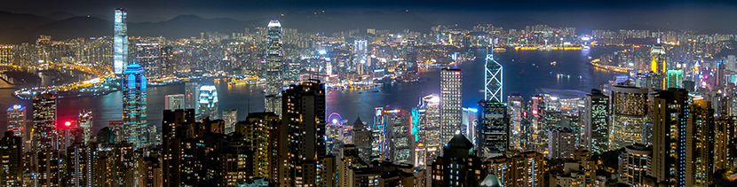 香港维多利亚港Victoria Harbour夜景全景图