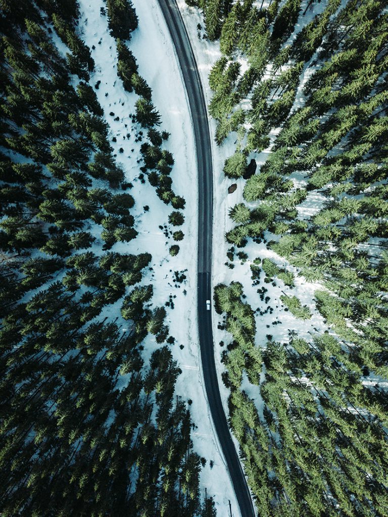雪山森林公路航拍正射图
