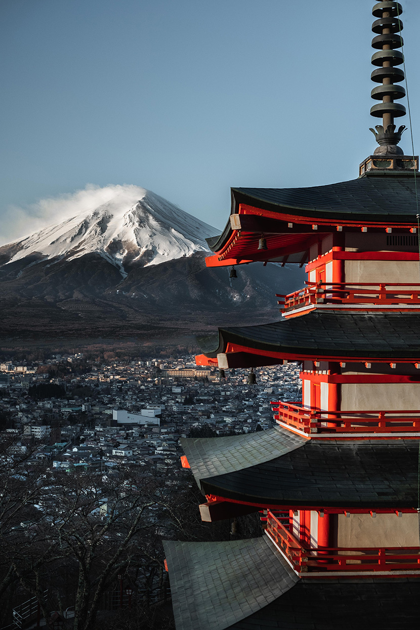 雪山与唐代古建筑的日本京都
