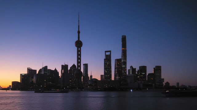 上海外滩从夜晚到黎明延时摄影短视频素材