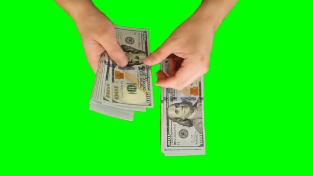数美钞数钱绿幕短视频素材