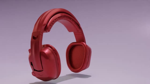 红色耳机3D展示动画短视频素材
