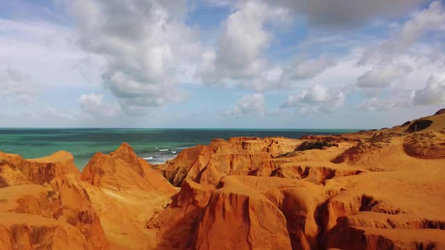 海边的黄土林航拍短视频素材