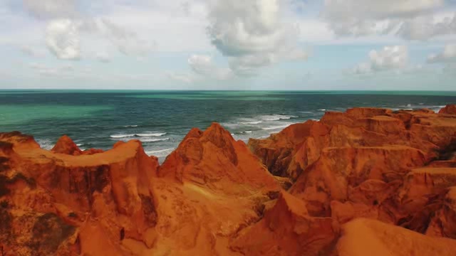 大海边的红色岩石林短视频素材【4K】