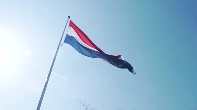 蓝天下的荷兰国旗短视频素材